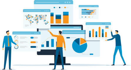 Poster - business team analytics and monitoring on web report dashboard monitor concept 