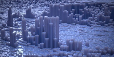 blue polygonal abstract landscape computer generated background