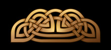Celtic Interlacing Golden Knot On Black Background