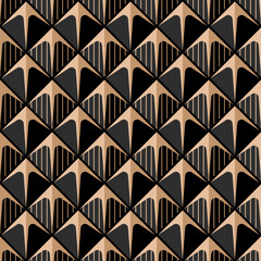 Wall Mural - Geometric golden seamless art deco pattern