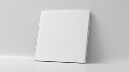 Wall Mural - Blank square hardcover book cover mockup standing on white background