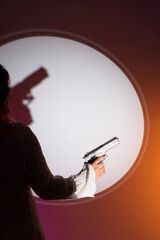 Wall Mural - Lady holding pistol gun