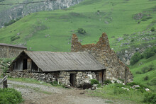 An Old Stone Hut Or Barn In The Mountains