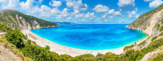 Wall Mural - Landscape with Myrtos beach on Kefalonia, Ionian island, Greece