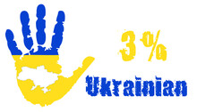 3 Percent Of The Ukrainian Nation With A Palm In The Colors Of The National Flag And A Map Of Ukraine