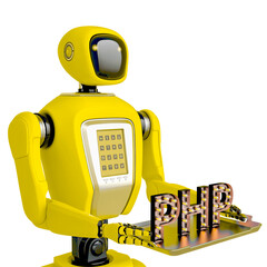 waiter robot holding a php script side view