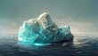 Fantasy iceberg illuminated from below in cold ocean water