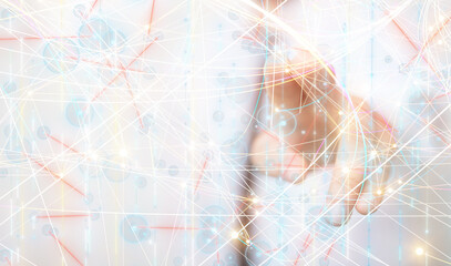Neural network 3D illustration. Big data and cybersecurity