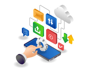 Wall Mural - application management smartphone data cloud server