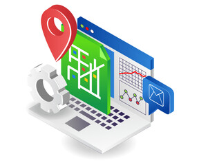 Aufkleber - Computer map location analysis
