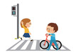 交通安全　横断歩道を渡る自転車
