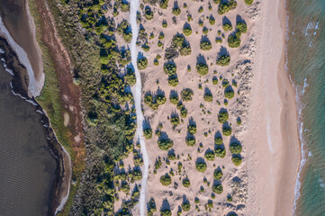 Wall Mural - Land strip between Ionian Sea and Korission lagoon, Corfu Island in Greece