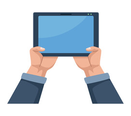 hands using tablet