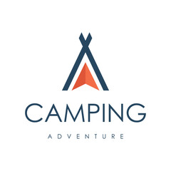 Wall Mural - camp adventure minimalist logo design template vector.