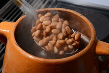 Pinto Beans In Mexican Clay Pot