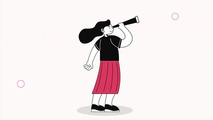 Sticker - woman avatar with telescope animation