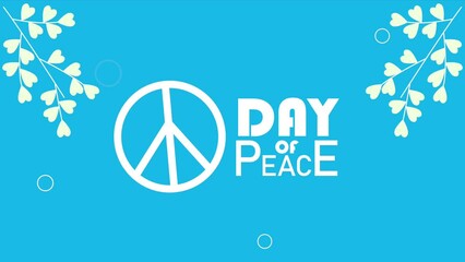 Poster - international day of peace lettering with symbol