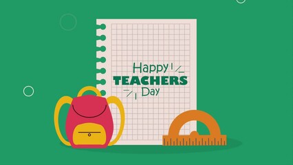 Poster - happy teachers day lettering with notebook sheet