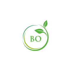 BO initial monogram letter for nature logo with leaf image design