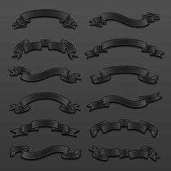 Wall Mural - Set of vintage dark ribbons