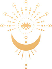 Wall Mural - moon line art. celestial moon line art.