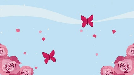 Canvas Print - breast cancer animation with butterflies and flowers