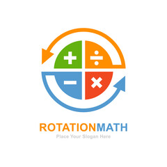 Rotation math with circle arrow vector logo template. Suitable for business, education, rotating symbol