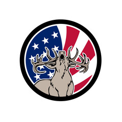 Wall Mural - North American Deer USA Flag Icon