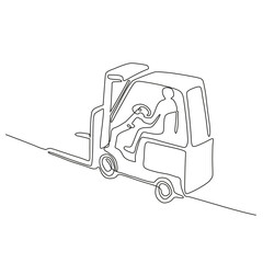 Canvas Print - Forklift Truck Continuous Line