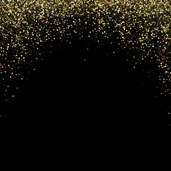 Wall Mural - background of bright glowing gold dust on black. abstract background gold glitters