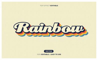 Wall Mural - Rainbow vintage text effect editable, colorfull text style