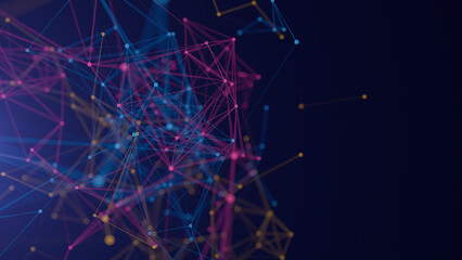 Wall Mural - multi color connected lines and dots network with copy space