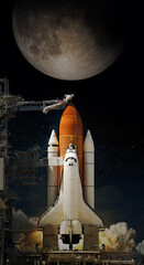 Wall Mural - space shuttle takes off into space. elements of this image furnished by nasa.
