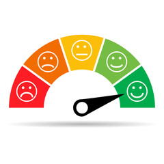 Customer satisfaction meter shadow icon, graph rating measure business report vector illustration