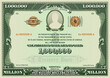 Vector fictitious US 1,000,000 dollars treasury bond. Green vintage frame with guilloche mesh. Banknote with an oval and the inscription Roosevelt