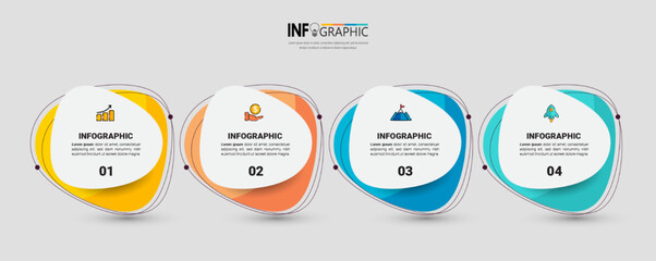 Fototapete - Four steps business infographics template vector.	

