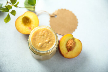 Poster - Homemade spicy peach sauce, canned