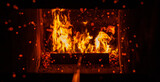 Fototapeta  - Rozpalanie ognia w piecu