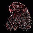 The Vector logo eagle for tattoo or T-shirt design or outwear.  Hunting style eagle background. This drawing is for black fabric or canvas.