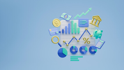 Wall Mural - finance consulting investment business money coins banknotes banking office analysis growth arrow ch