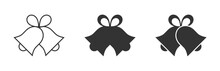 Christmas Bell Icon. Bells With Ribbon Bow. Simple Design. Vector Illustration.