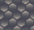 © yamonstro - Hexagons Stipple Geometric Seamless Pattern Vector Trendy Abstract Background. Stylish Honeycomb Structure Dot Work Grainy Texture Repetitive Grey Wallpaper. Half Tone Art Conceptual Illustration