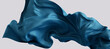 © Chili - fabric blue material 3d illustration, flying cloth abstract design element, satin scarf movement in the air.