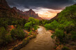 Stormy sunset in Zion National Park, Utah