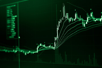 Wall Mural - Candle stick graph chart of stock market investment trading. Trading in the Forex market.
