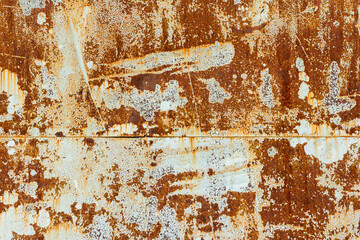 Wall Mural - A rusty blue metal wall with fallen paint, a rusty background.