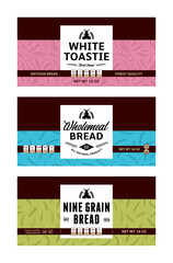 Wall Mural - Bread labels in modern style. Vector bakery illustrations and cereal crops patterns