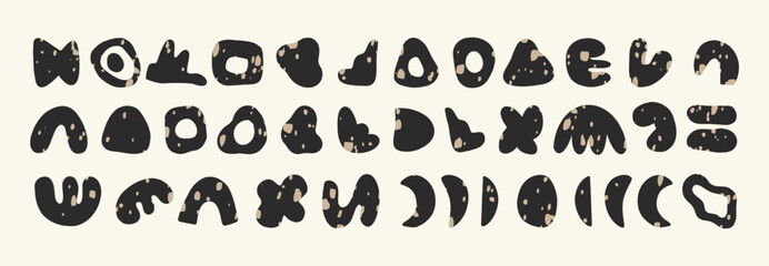 Wall Mural - Set of various abstract black shapes. Hand drawn doodles. Modern fashion illustration. Flat design, cartoon drawing, vector.