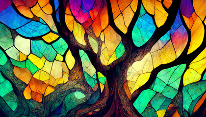 stained glass window tree