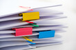 Stack of papers colorful Paper clips
